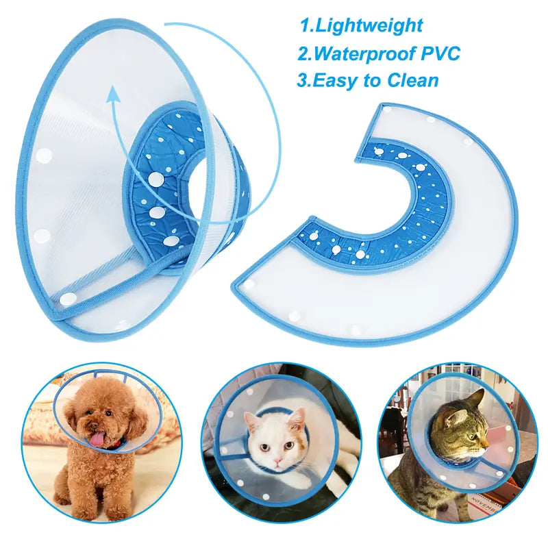 2Pcs Dog Cones for Small Dogs, Adjustable 8-9.6 Inches Soft Lightweight Elizabethan Collar for Small Dogs and Large Cats to Stop Licking Wounds after Surgery(Blue)