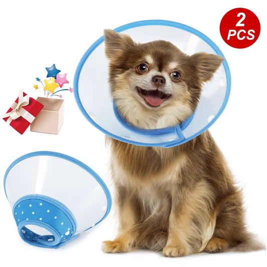 2Pcs Dog Cones for Small Dogs, Adjustable 8-9.6 Inches Soft Lightweight Elizabethan Collar for Small Dogs and Large Cats to Stop Licking Wounds after Surgery(Blue)